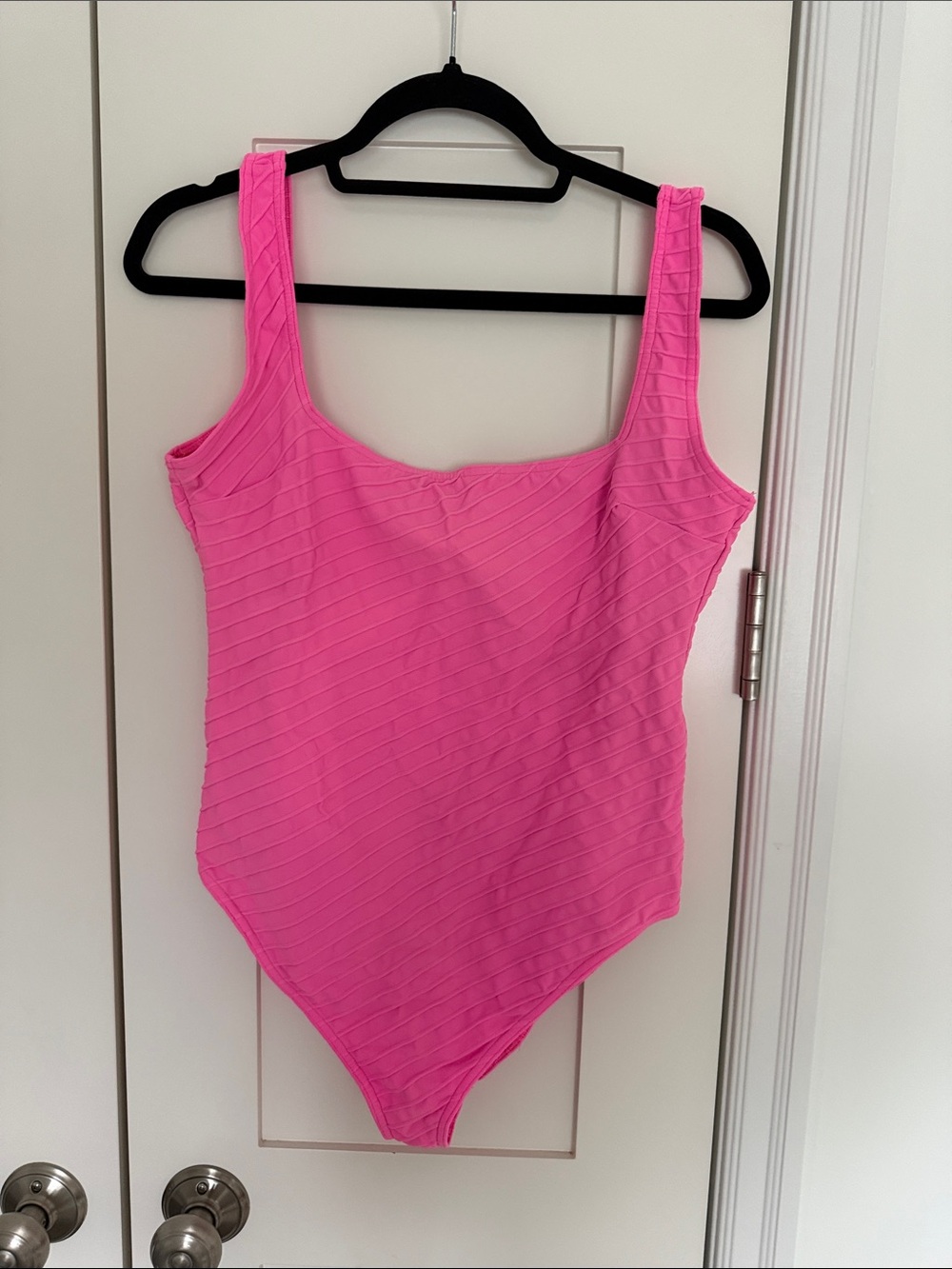 ASOS Hot Pink Textured One-Piece Swim Bodysuit